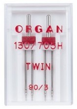 Голки подвійні ORGAN 130/705H TWIN 90/3 (в упаковці 2 подвійні голки)